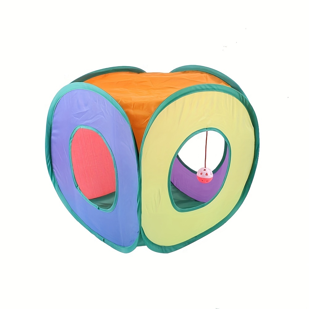 Cat Tunnel Toy - Foldable Rainbow Cat Square Tunnel Square